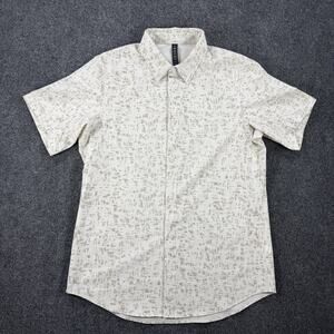 Lululemon Airing Easy Shirt Mens M Geometric Performance Short Sleeve Preppy